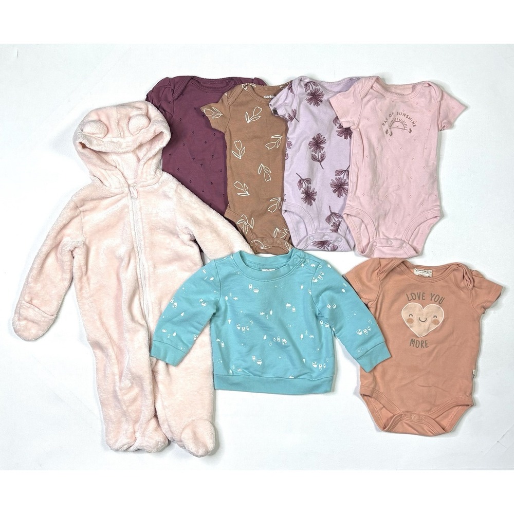 Baby Clothes Lot Of 7  3-6Month Multicolor Pajamas Carters Cat & Jack Etc